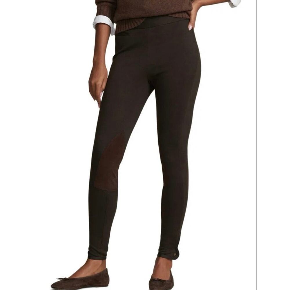 NWOT Women’s Polo Ralph Lauren Jodhpur Suede Patch Leggings in Brown SZ XS